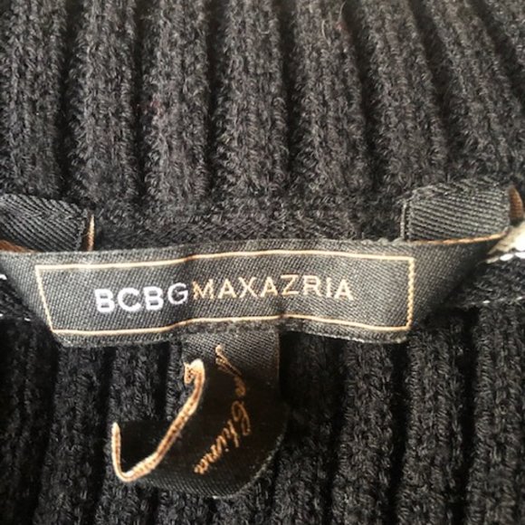 BCBGMaxazria BLACK & WHITE KNIT COWEL NECK TOP L - Picture 3 of 3